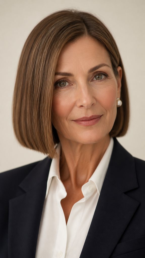sleek blunt lob style