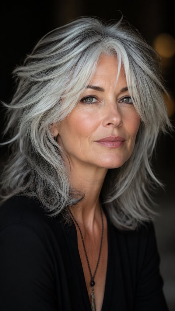 stylish gray hair shags