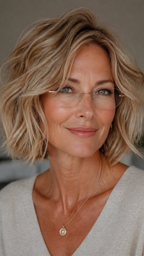 wavy bobs for rimless glasses
