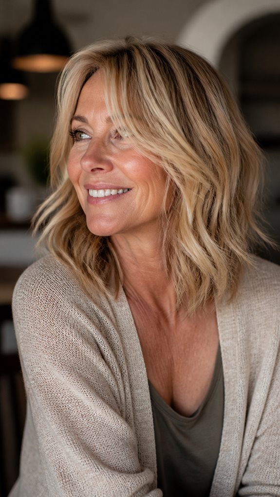 wavy lob with fringe
